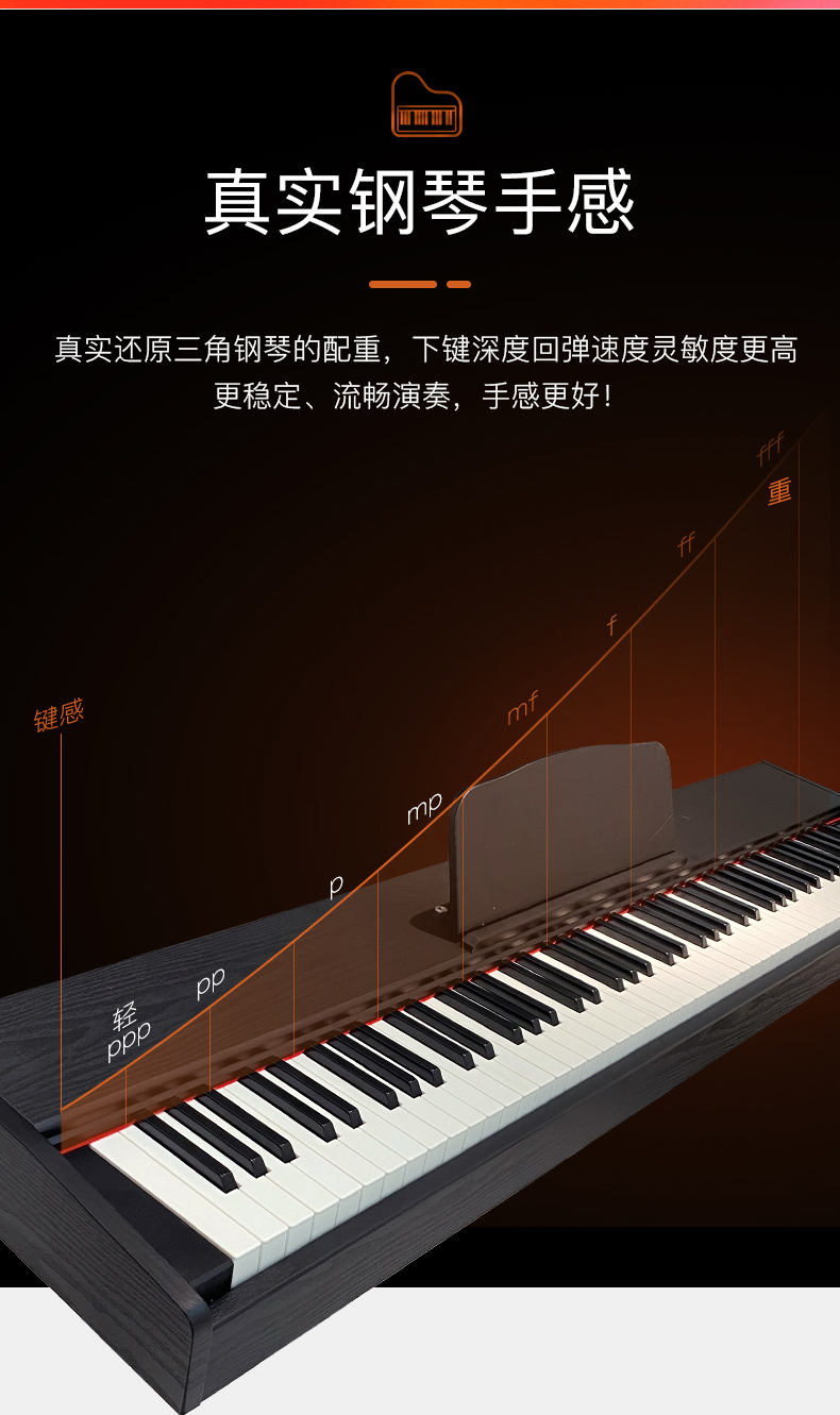 白龙吟 电钢琴88键力度重锤 便携多功能成人初学者儿童智能蓝牙midi