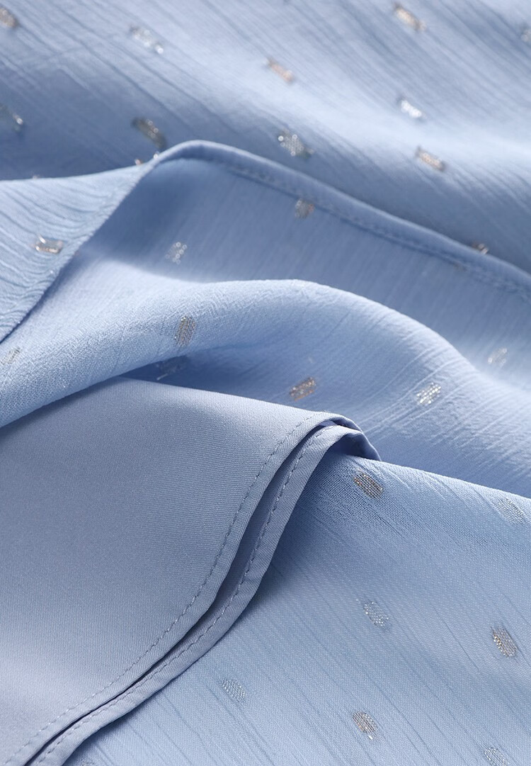 未风蓝色雪纺蕾丝连衣裙女2021春季新款气质夏装显瘦过膝长款长裙