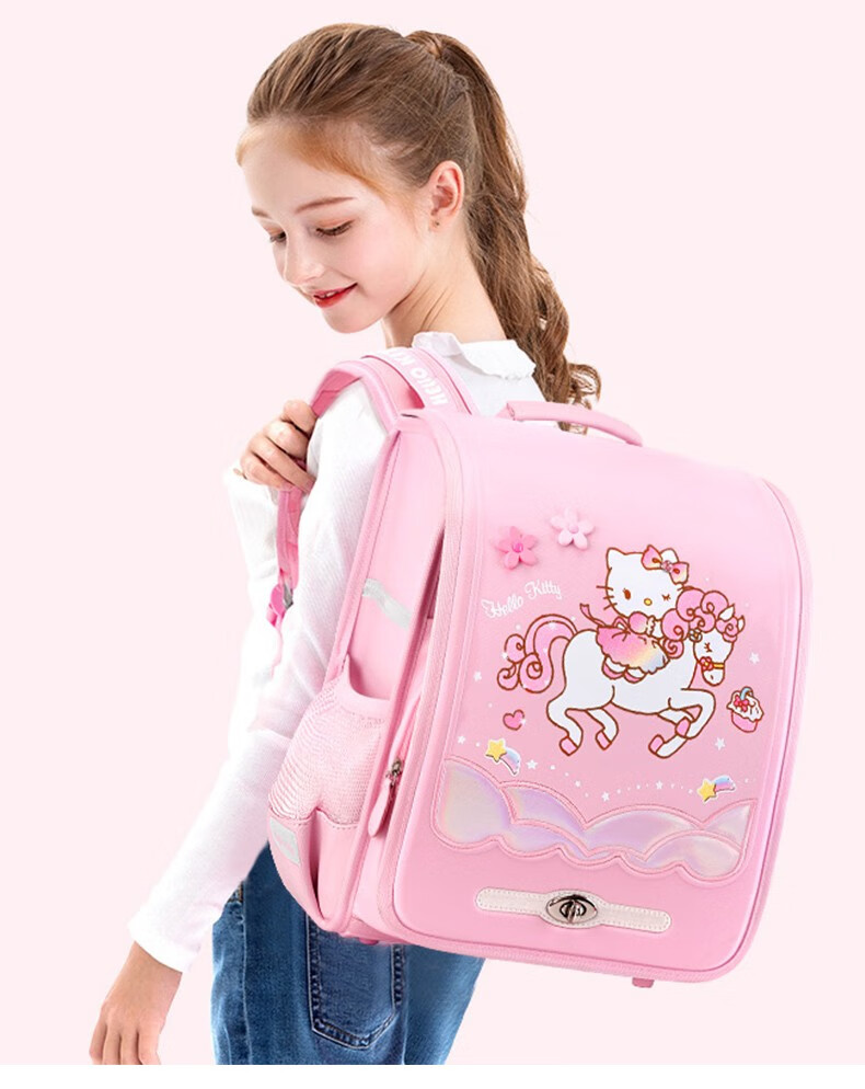 凯蒂猫小学生书包女童一三四年级日系箱式女孩减负护脊儿童双肩包粉色