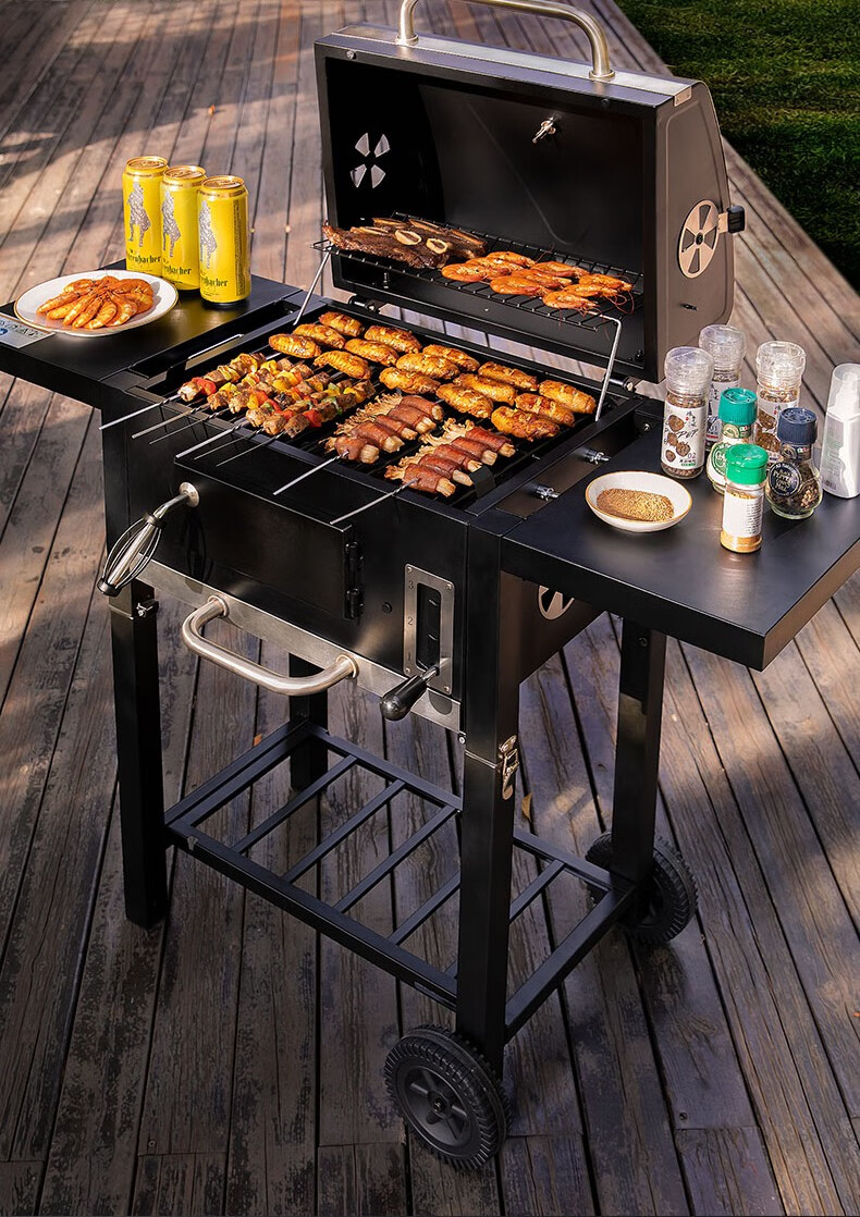 探险者美式庭院bbq烧烤炉烟熏家用碳烤户外烧烤架烤肉炉子烧烤野外
