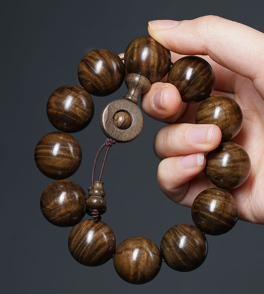 【知善堂】佛珠金丝楠阴沉木【大西瓜纹】桢楠20mm文玩手串精品wyt