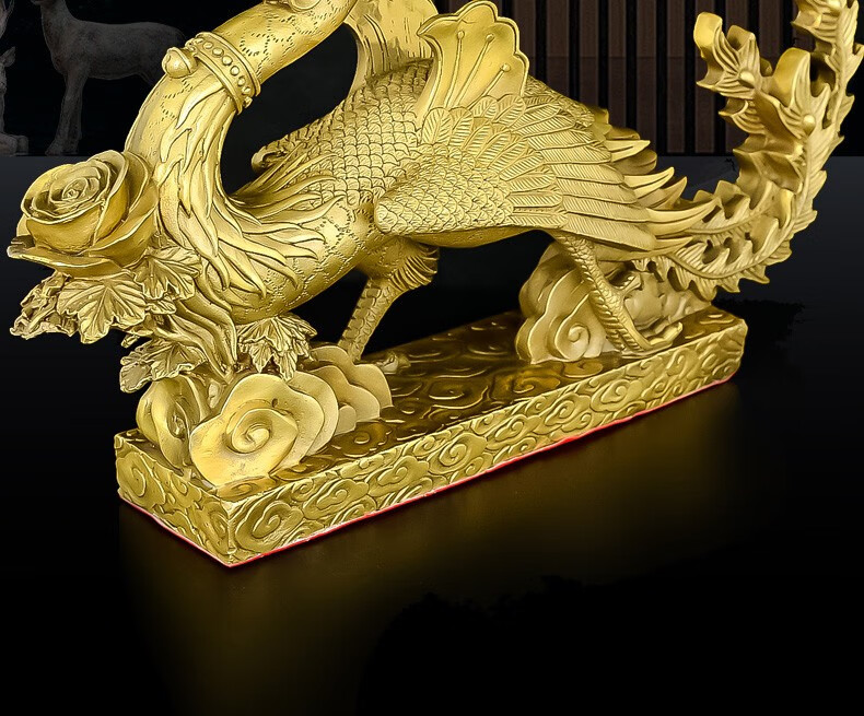 瑞多凯铜凤凰摆件工艺品家居客厅办公室桌面摆件龙凤呈祥吉祥物结婚