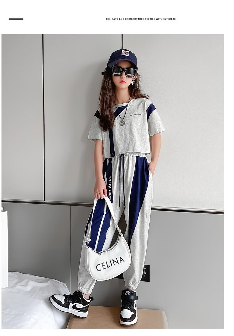 迪莎童话童装女童冰丝棉套装儿童夏装2022新款中大童女孩洋气运动两件