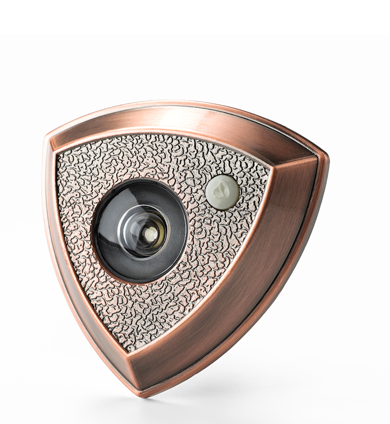 防盗门猫眼门铃高清玻璃镜片可视防拆猫眼门镜红古铜色 开孔门厚 防盗