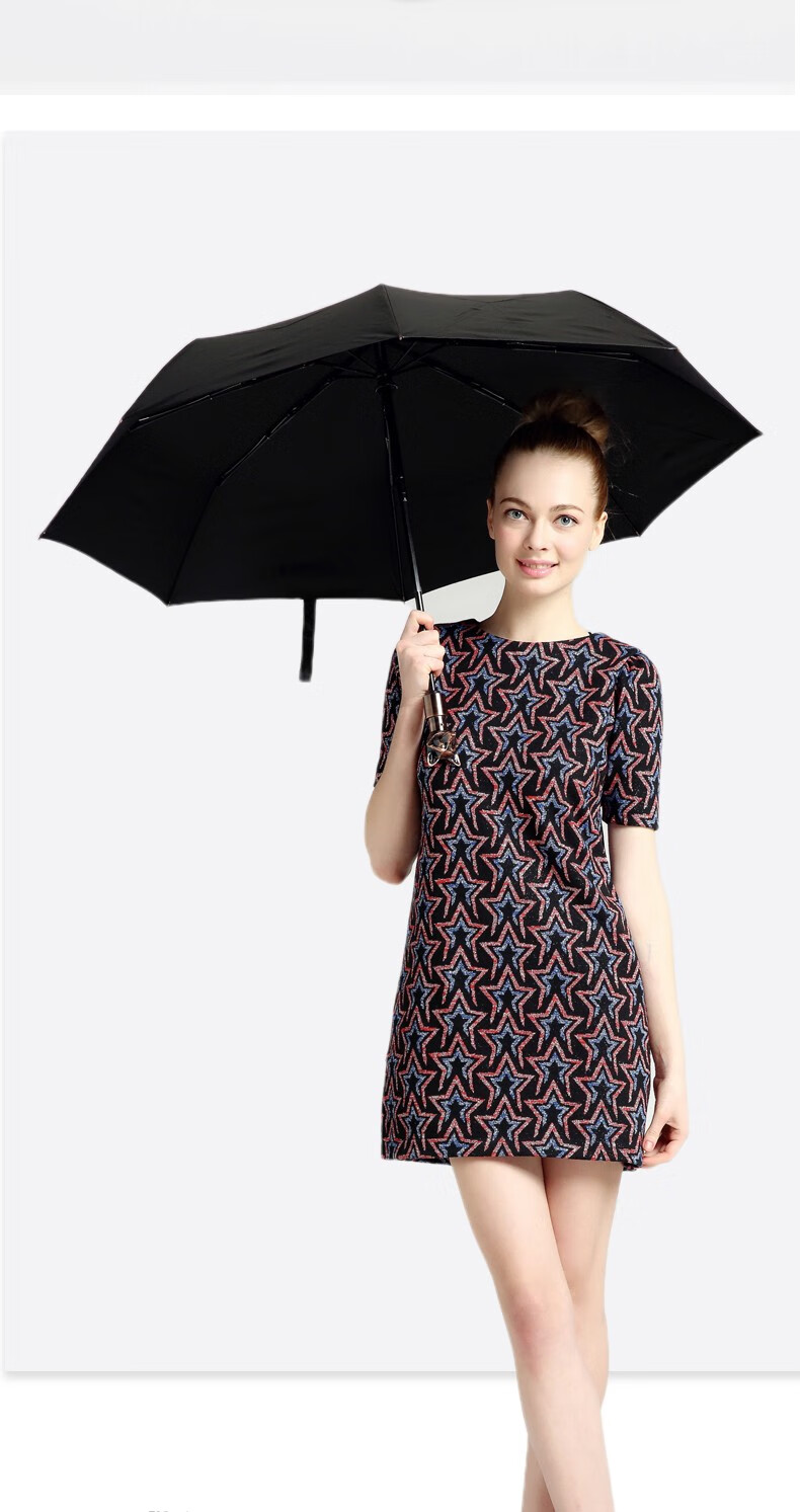 yunsijun 品牌雨伞三折黑胶防晒伞个性防紫外线两用遮阳太阳伞时尚