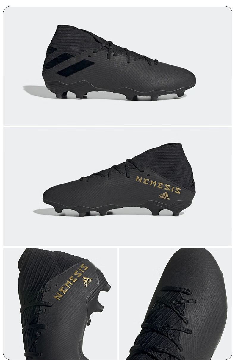 3长钉fg天然草高帮足球鞋男黑色 f34390 黑色 44