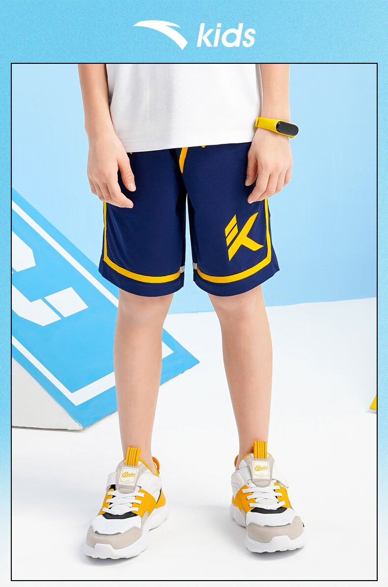 【夏季新款】安踏儿童童装男童针织运动五分裤6-16岁男孩篮球短裤2021