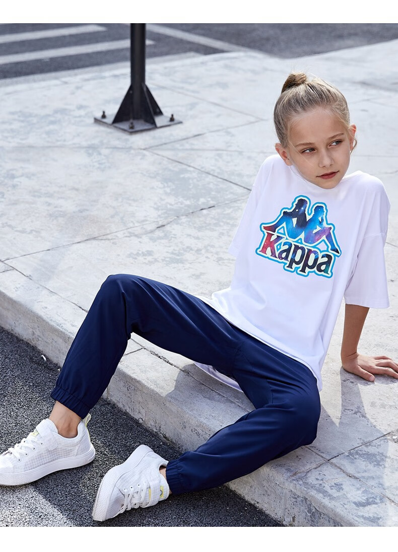 kappa卡帕童装2021新款男女童中大童多彩涂鸦新疆棉短袖k0bp2td28d