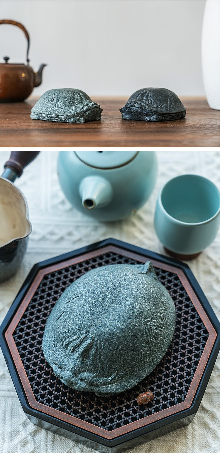 梵上器舍乌金石龙龟茶宠纯手工原创罗源青石创意摆件中式可养茶玩罗源