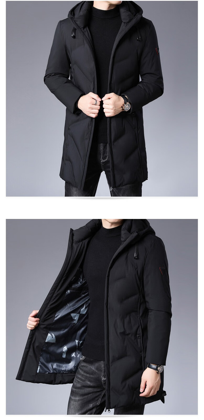 ctns轻奢品牌2020冬季新款连帽加厚款羽绒服男绗缝极寒保暖外套中长款