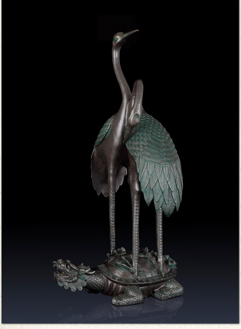 青铜龟鹤摆件办公室铜龟鹤家居客厅饰品双鹤工艺品铜门鹤礼品摆件