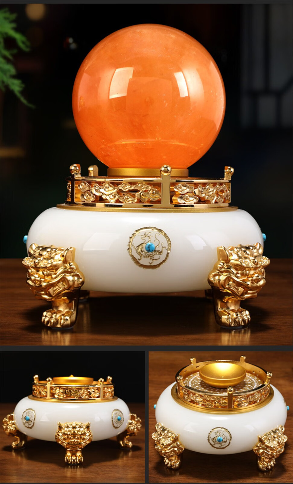 万匠阁 水晶球摆件创意招财聚宝盆转运客厅玄关酒柜办公室装饰品开业