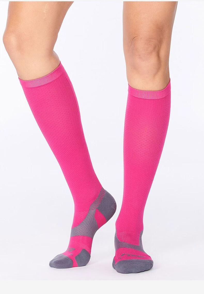 缓冲脚垫长筒袜梯度压缩袜子跑步骑行足球护腿袜马拉松运动袜 黑色袜