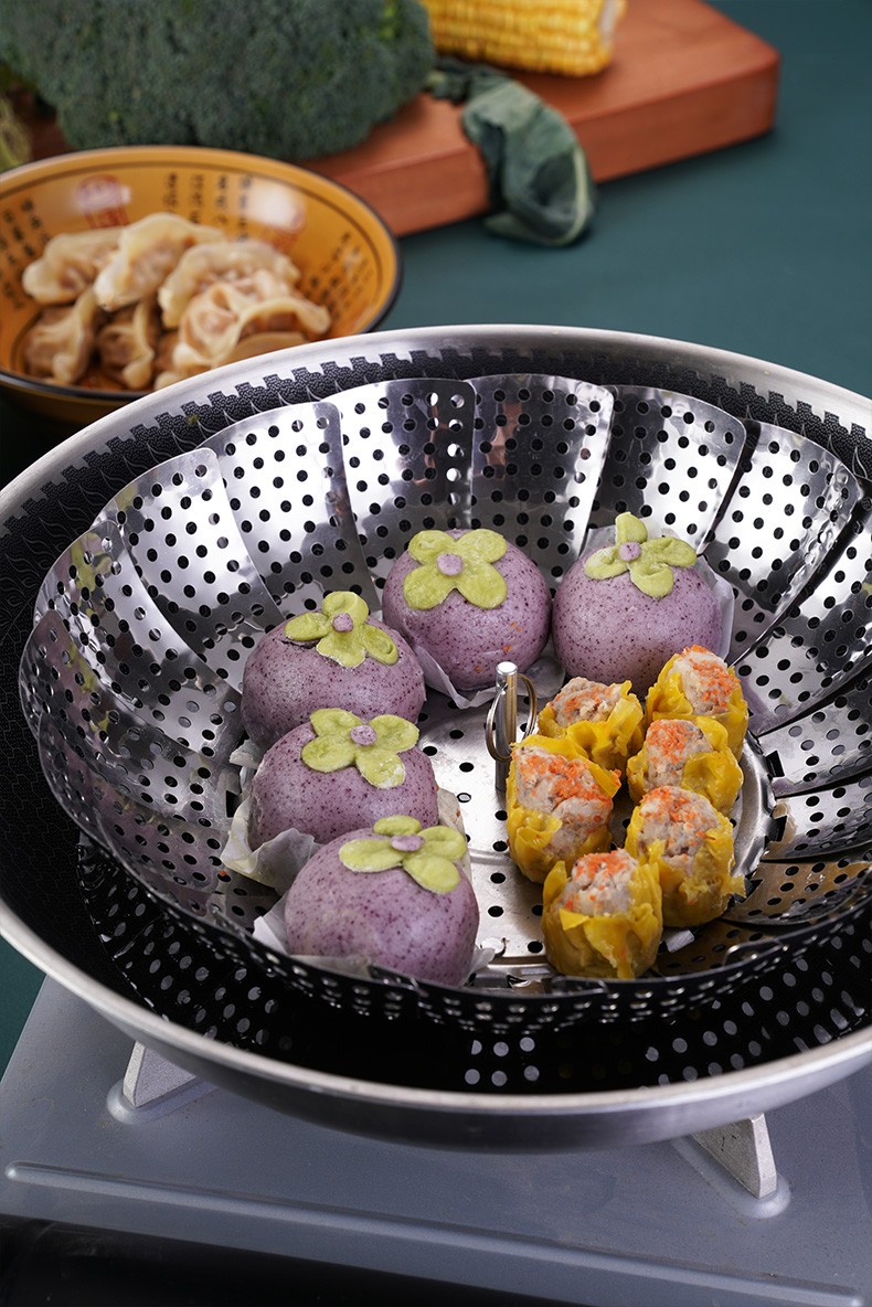 兴跃百变蒸笼加厚不锈钢折叠蒸架可伸缩折叠蒸笼盘蒸屉多功能果盘蒸盘