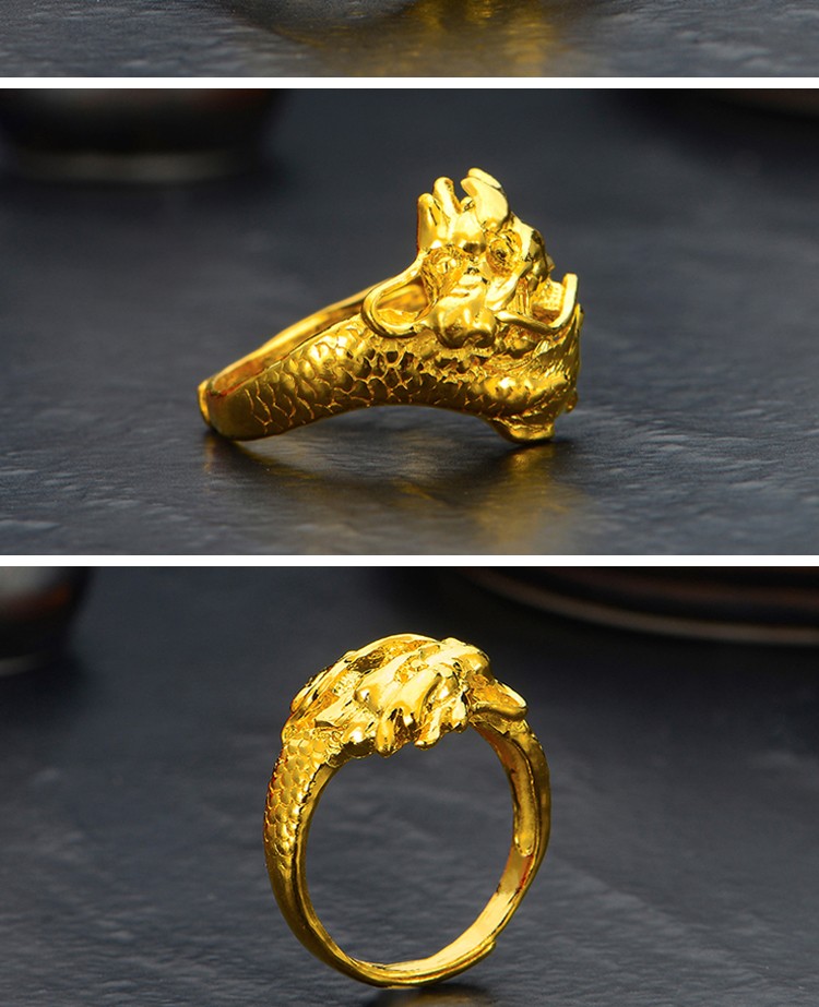 黄金戒指男999足金戒指霸气盘龙头活口祥龙戒送爸爸送老公兆泰596克