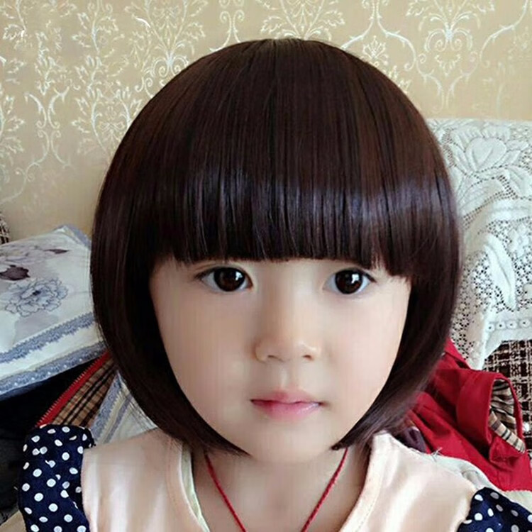 韩版儿童假发女宝宝短发女童婴儿假发小孩假发公主假发套bobo头套 黑1