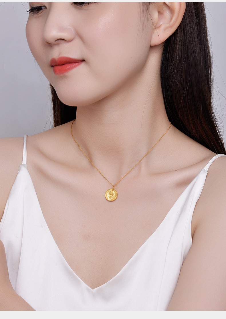 king size jewelry黄金吊坠足金圆形英女王头像挂坠3d硬金金币金牌
