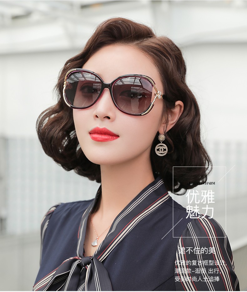 gilfunmar轻奢品牌女士墨镜圆脸眼镜2021新款偏光镜优雅气质太阳镜