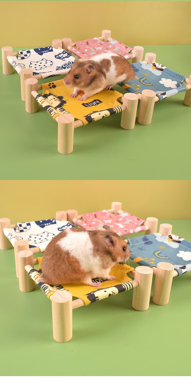 仓鼠窝行军床可拆洗吊床金丝熊荷兰猪窝垫刺猬透气小木床龙猫床狐狸m