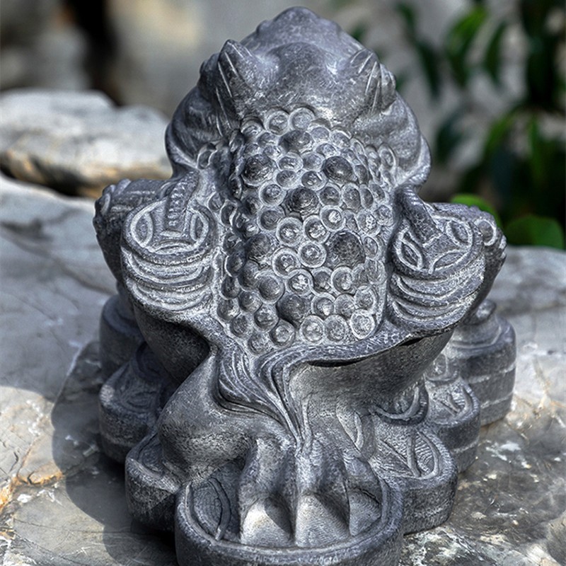 石雕石头三足金蟾摆件小石头雕刻青石招财风水旺财三脚吐水石雕金蝉蜍