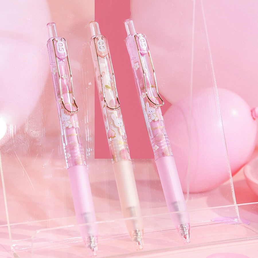 少女心按动笔05黑色高颜值中性笔可爱笔记笔网红学生文具笔诗和远方6