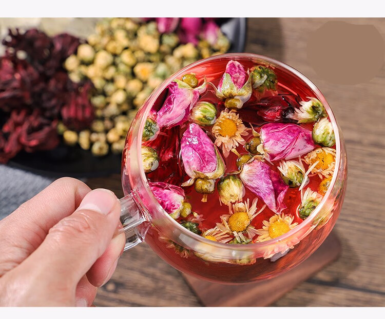 玫瑰花茶决明子菊花茶枸杞子宁夏泡水喝的东西洛神花草茶冬天罐装天然