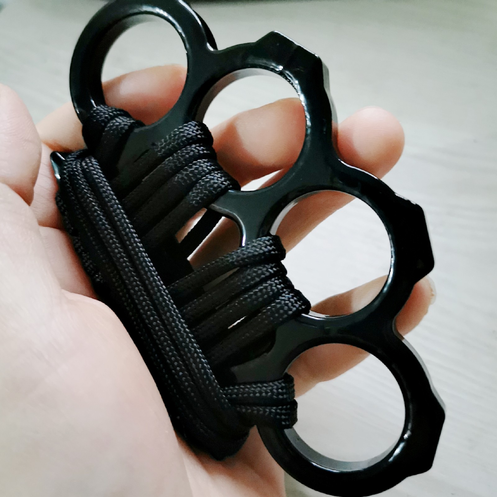 指虎玻纤虎指拳套四指防身手撑子戒指环防卫手扣拳扣加强版厚黑色圆头