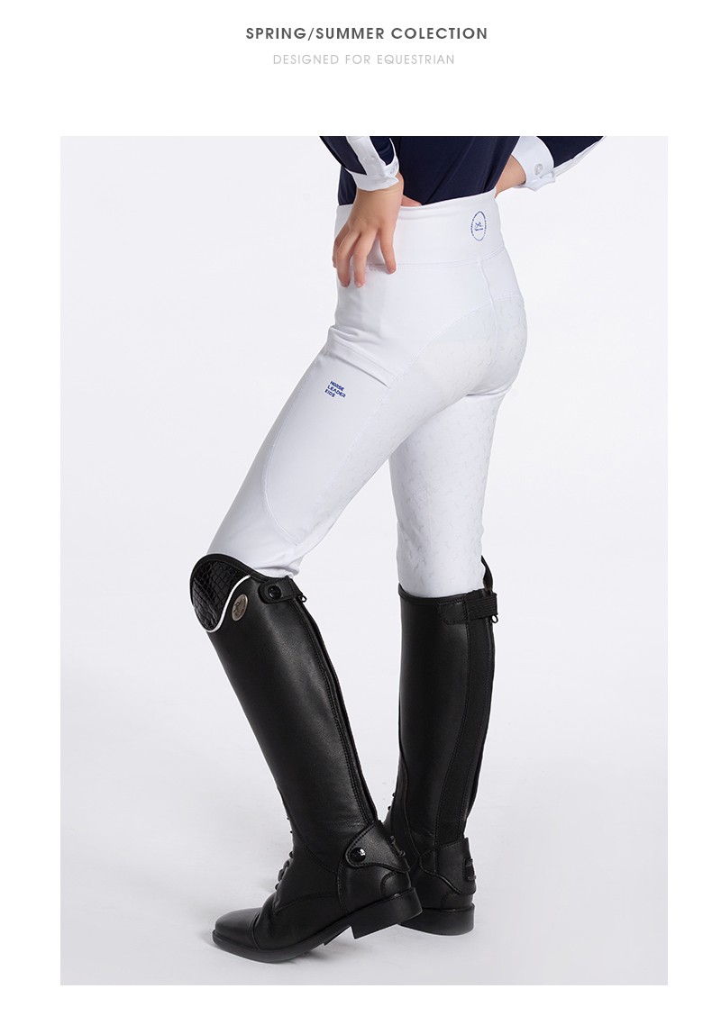 horseleader儿童马术马裤马术装备硅胶耐磨骑士服高弹裤子马术裤黑色