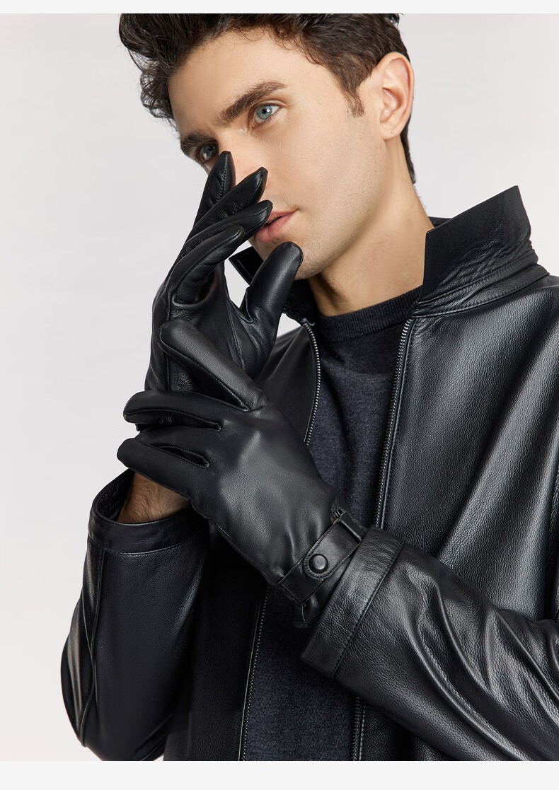 兽王真皮手套男士绵羊皮手套男长款冬季加厚保暖防风防寒骑行摩托车