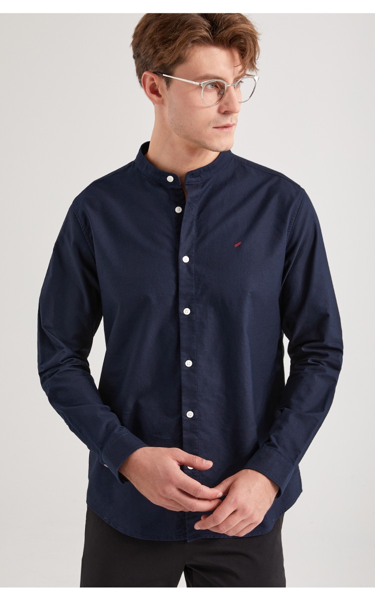 danielhechter丹尼爱特春秋新款男士立领全棉商务纯色长袖衬衫无忧搭