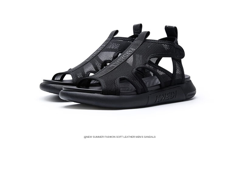 帕达索男士凉鞋2020新款夏季罗马凉拖防滑外穿潮流沙滩鞋pc200587黑色