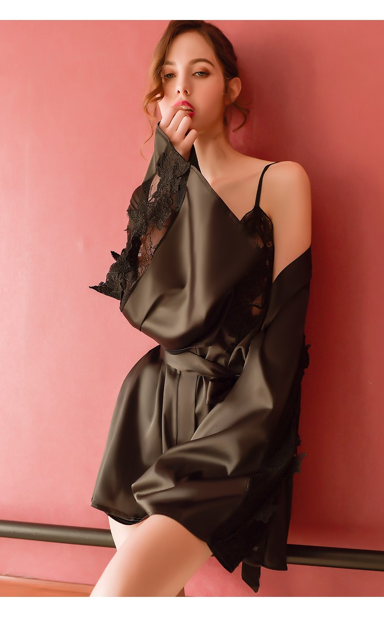 瑰若性感睡衣情趣内衣女制服诱惑蕾丝免脱长袖开裆透视开档免脱透明