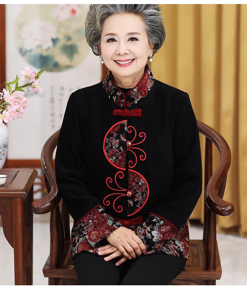 诺合 中老年人女装春秋唐装老太太洋气衣服老人衣服外套妈妈装套装