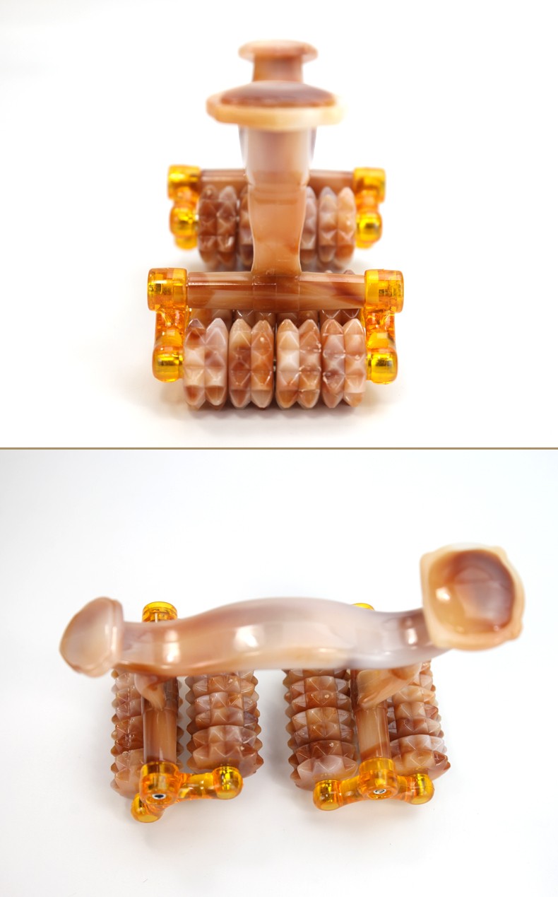 月球车滚轮按摩器背部多功能全身头部颈椎腰部腿部手动推拿经络刷黄色