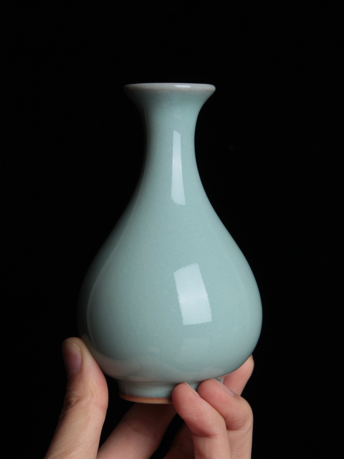 简匠汝州原矿大师汝窑天青玉壶春瓶醒目浴心天青色高13cm原产地大师