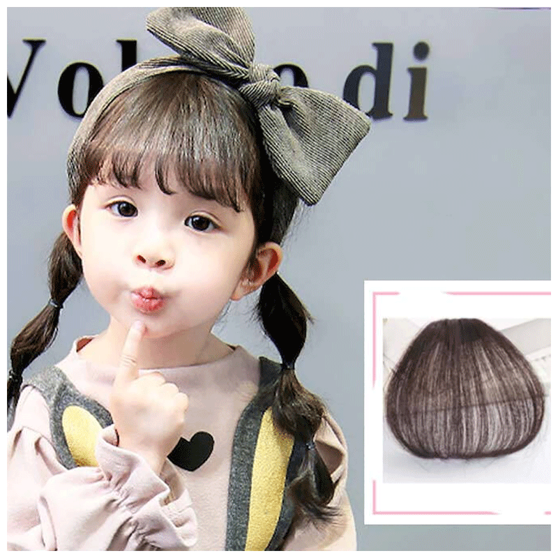 天使丝丝儿童假发空气刘海韩版女童齐头帘轻薄宝宝假发女孩表演发饰黑