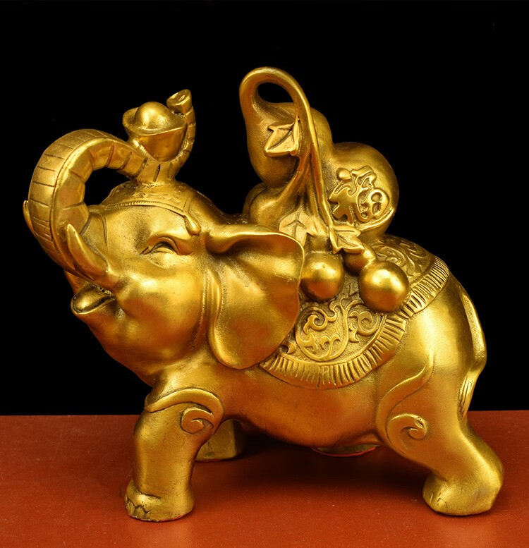 铜大象摆件葫芦象吉祥如意福禄象成对象母子象事业乔迁玄关客厅福禄象