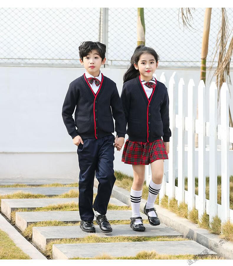 深圳小学生礼服秋冬装长袖上衣校服套装男女生马甲裙子 冬礼服女孩