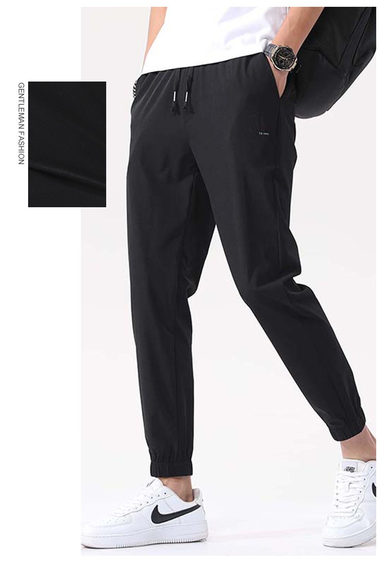 罗蒙romon男装黑色宽松直筒工装运动风潮流男士休闲裤束脚长裤黑色m
