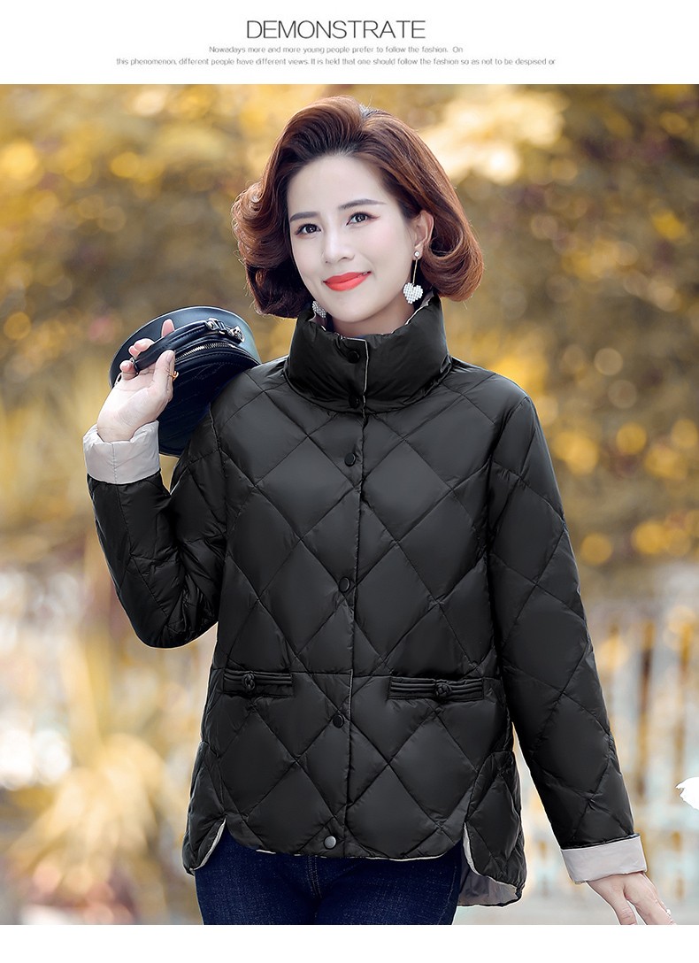 棉服女2021新款冬季百搭妈妈加绒棉衣女中年女士显瘦轻薄棉袄上衣外套