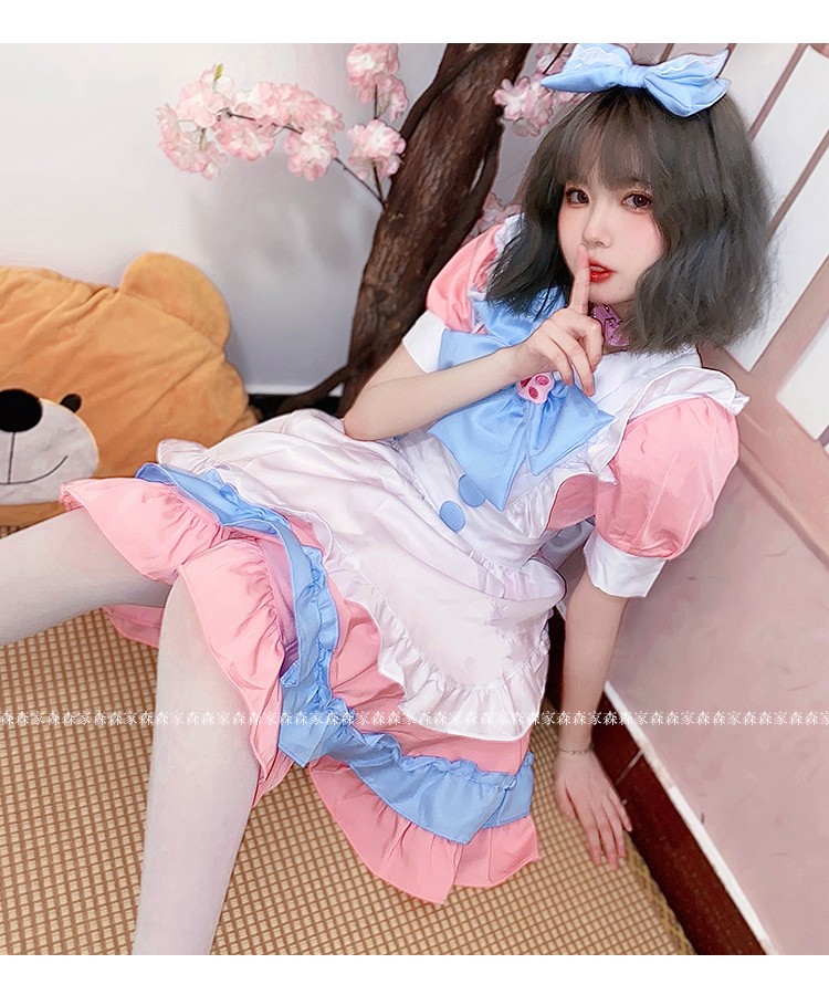 新款超萌粉色女仆装日系日常可爱lolita女装萝莉塔套装连衣裙可爱粉色