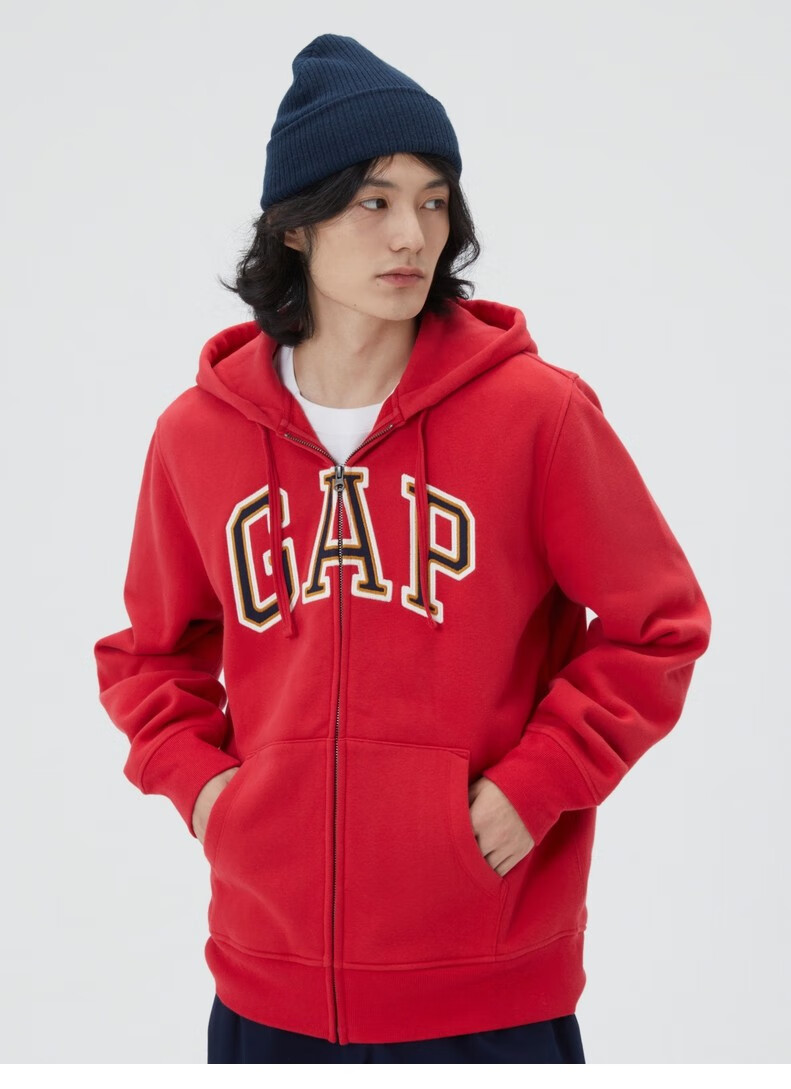 gap 男女装冬季2022新款易穿搭logo碳素软磨抓绒卫衣461135情侣连帽衫