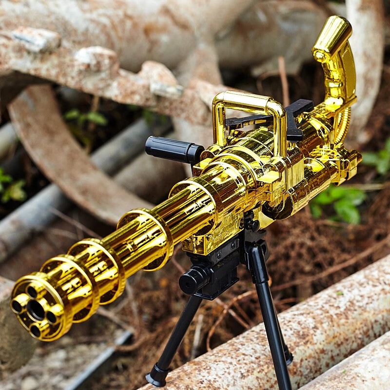 黄金加特林可发射玩具枪软蛋枪手动连发突击步抢冲锋步抢重机枪巴雷特