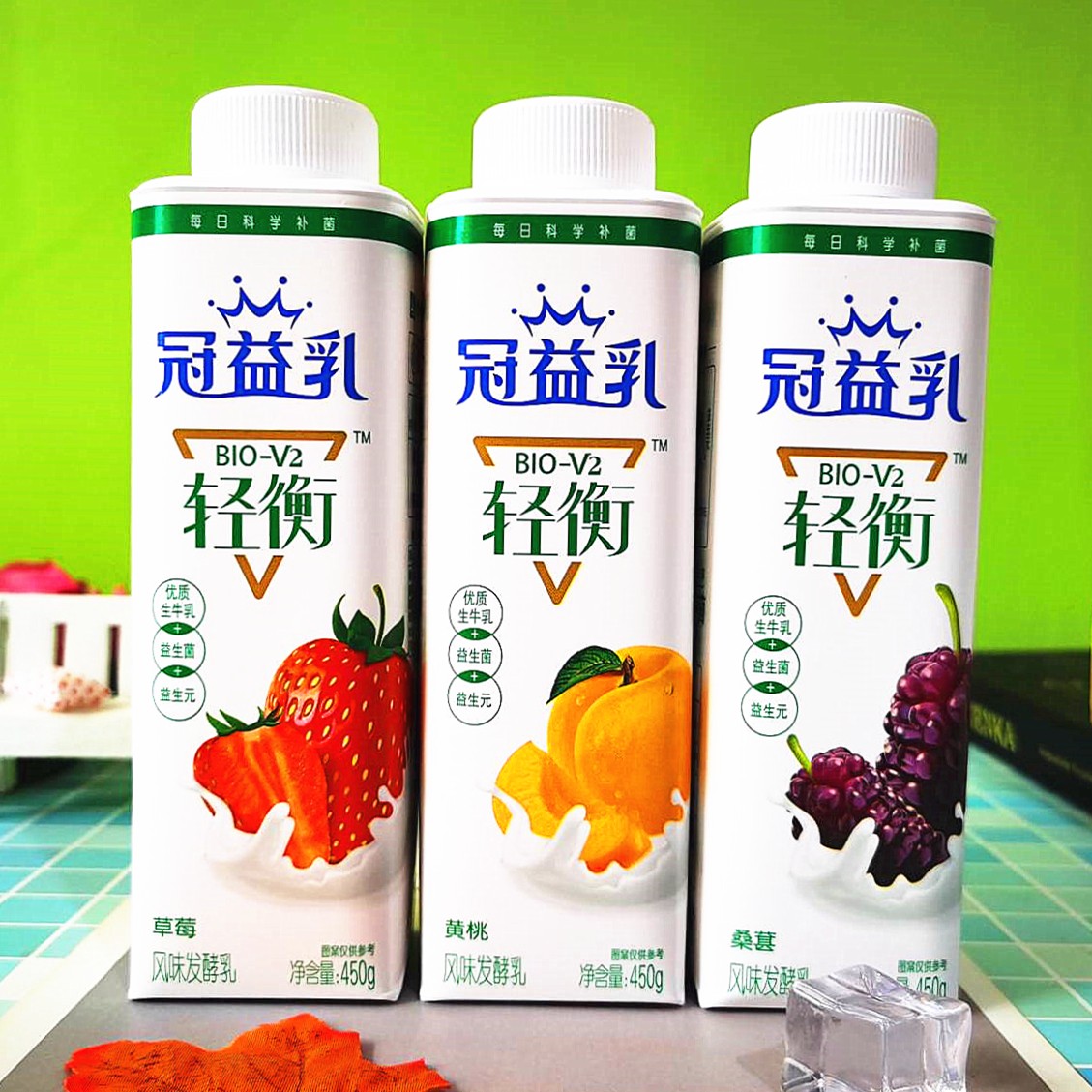 蒙牛冠益乳酸奶 风味发酵乳 黄桃 桑葚 草莓 草莓5瓶