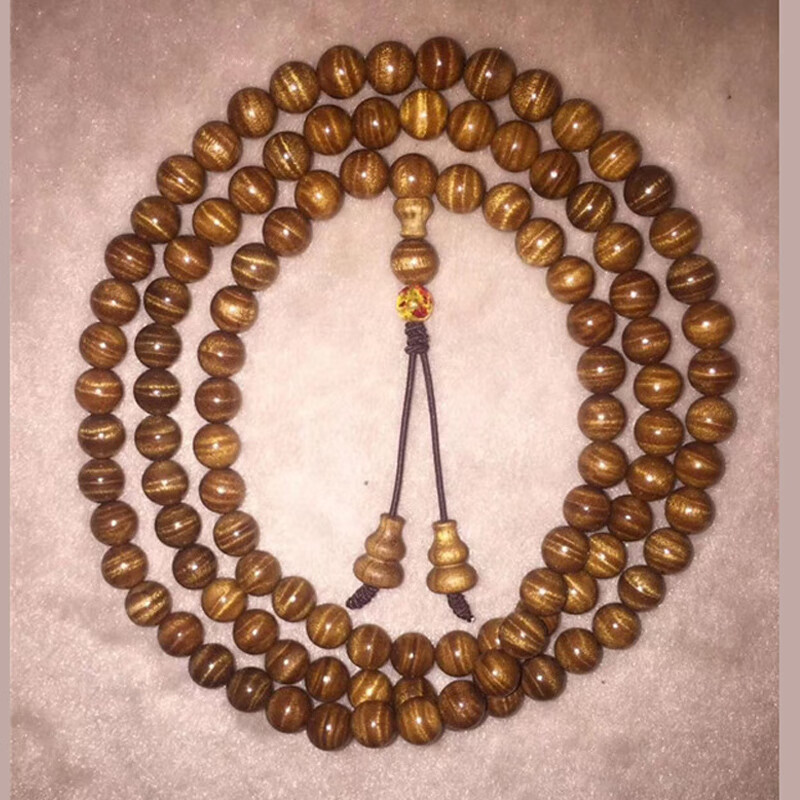 收藏金丝楠木小叶桢楠枯木老料立体水波纹08108颗男女文玩手串佛珠