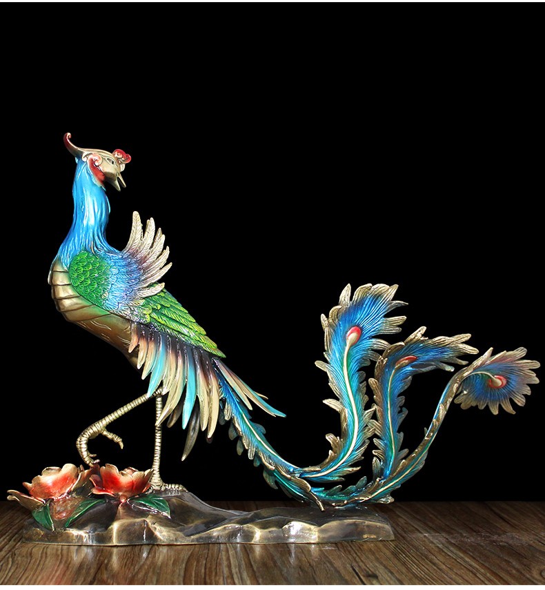 贝伊乐 《凤鸣朝阳》火凤凰摆件纯铜百鸟朝凤新中式现代客厅轻奢风水