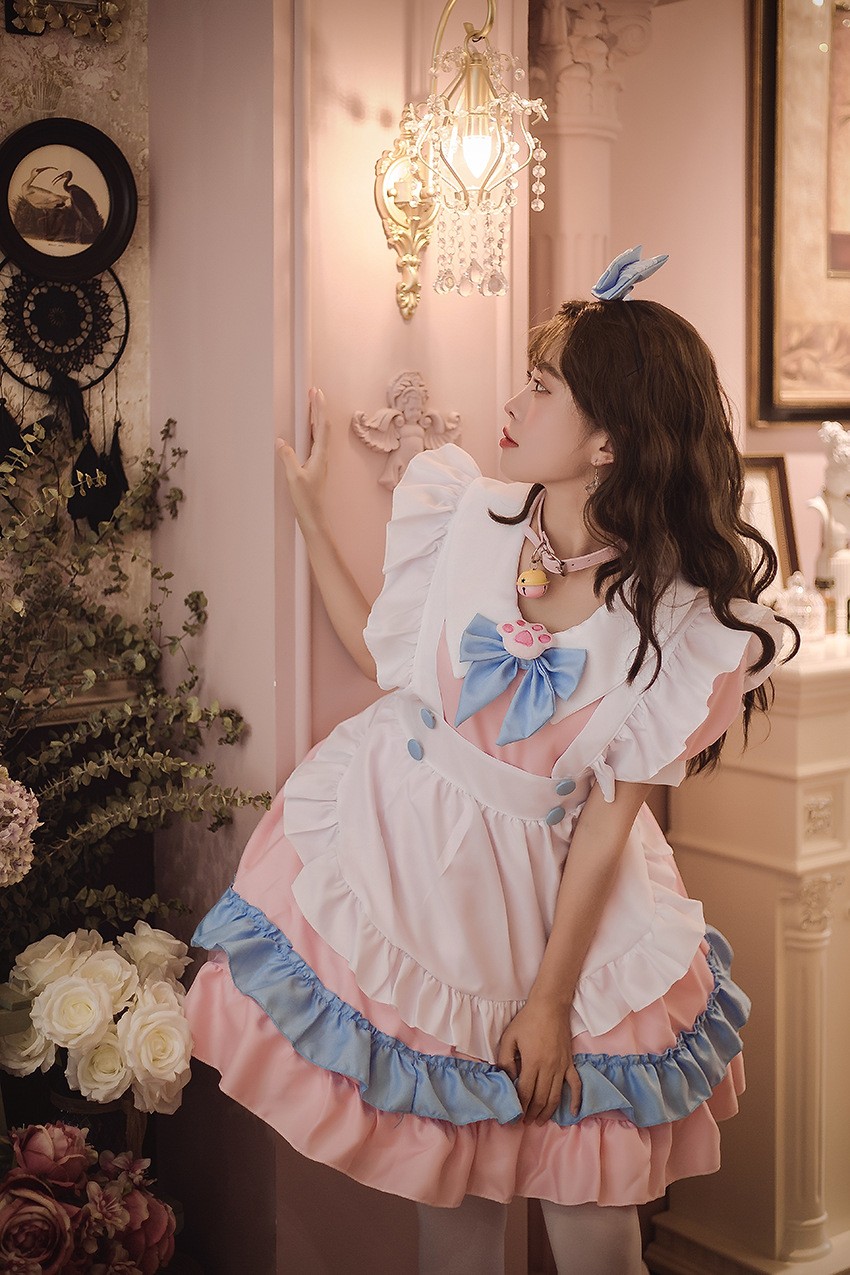 情趣内衣性感睡衣大码女仆装萌新大蝴蝶结洛丽塔连衣裙女装粉蓝可爱裙