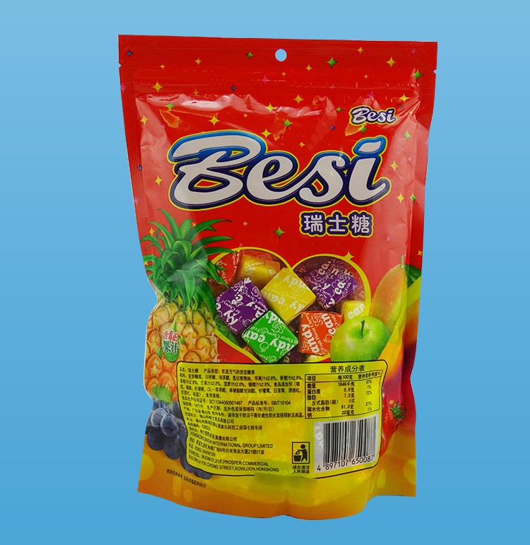 柏士besi 瑞士糖 混合水果味软糖400g袋装 年货新年糖果 春节送礼必备