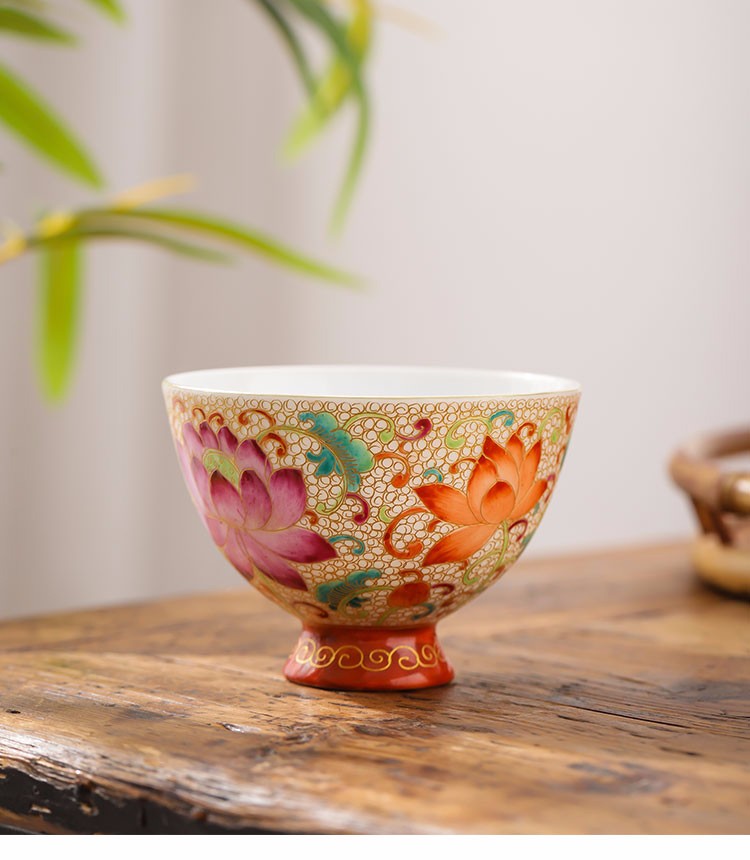 唐迹景德镇手绘主人杯单杯功夫茶具茶杯珐琅彩手工杯品茗杯掐丝珐琅彩