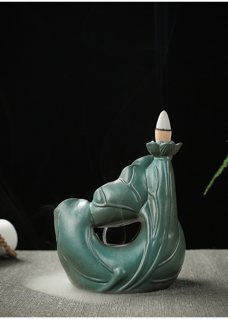 砂倒流香炉禅莲檀香炉熏香家用室内沉香仿古线香炉香道创意摆件偶然